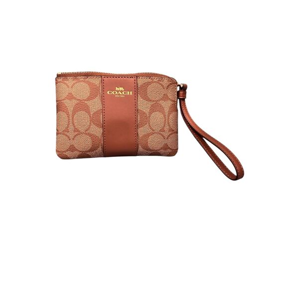 Coach Corner Zip Wristlet in Signature Canvas in KHAKI - Picture 3 of 5